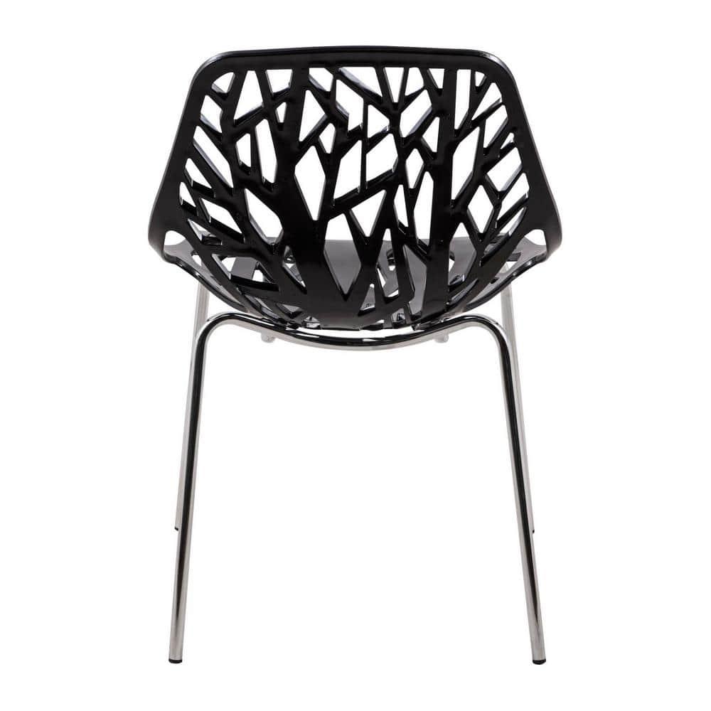 LeisureMod Asbury Stackable Dining Chair, Set of 4 - Black
