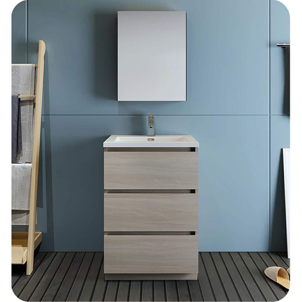 Lazzaro 24" Freestanding Modern Bathroom Vanity with Integrated Single Sink - Faucet Not Included