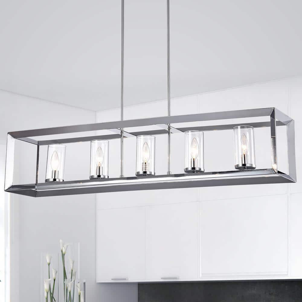 Warehouse of Tiffany Ciel 41-inch Chrome Finish 5-Light Chandelier