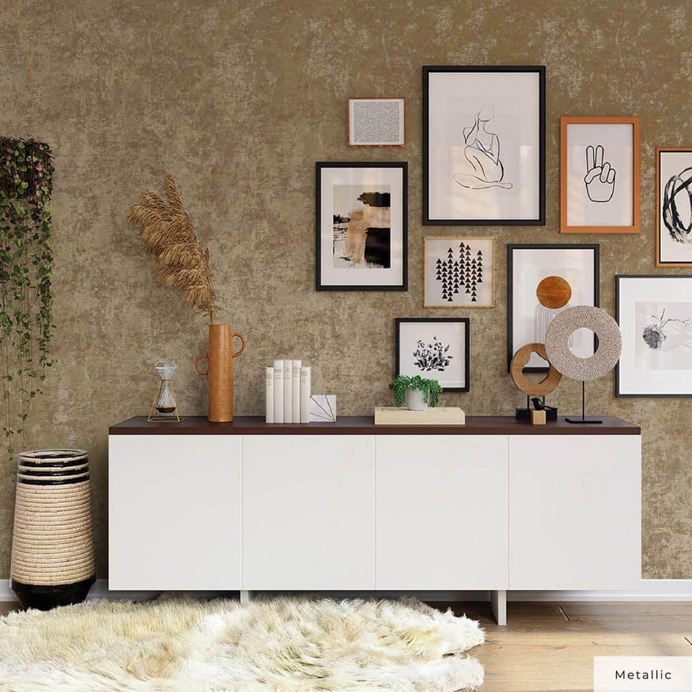 Tempaper & Co. Distressed Gold Removable Peel and Stick Wallpaper, Gold Leaf, 28 sq ft: Nursery, Botanical, Vinyl, Self-Adhesive