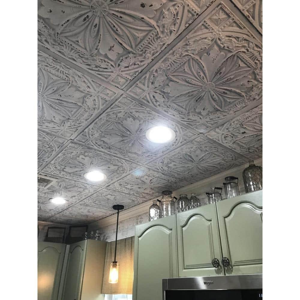 FromPlainToBeautifulInHours Milan 24'' L x 24'' W Textured PVC Drop-In & Glue Up Ceiling Tile Ceiling Tile (Set of 10)