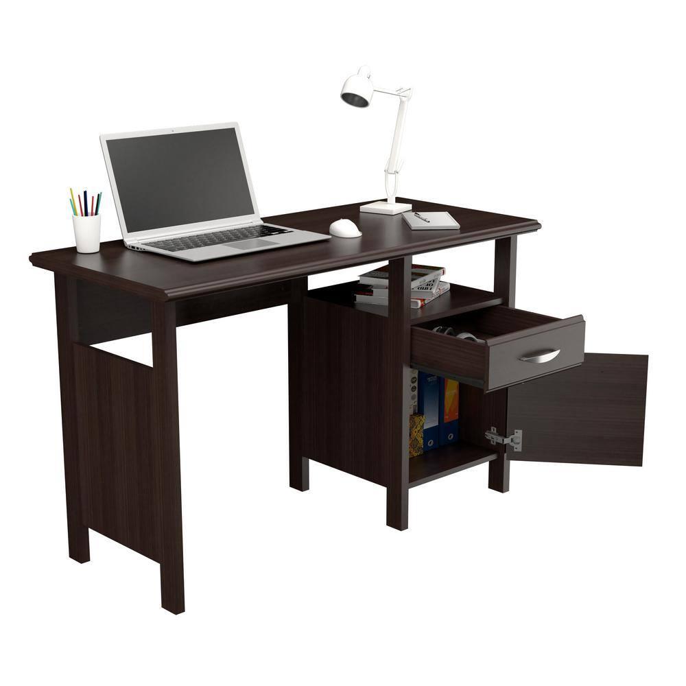 Inval 1-Drawer Writing Desk with Cabinet in Espresso