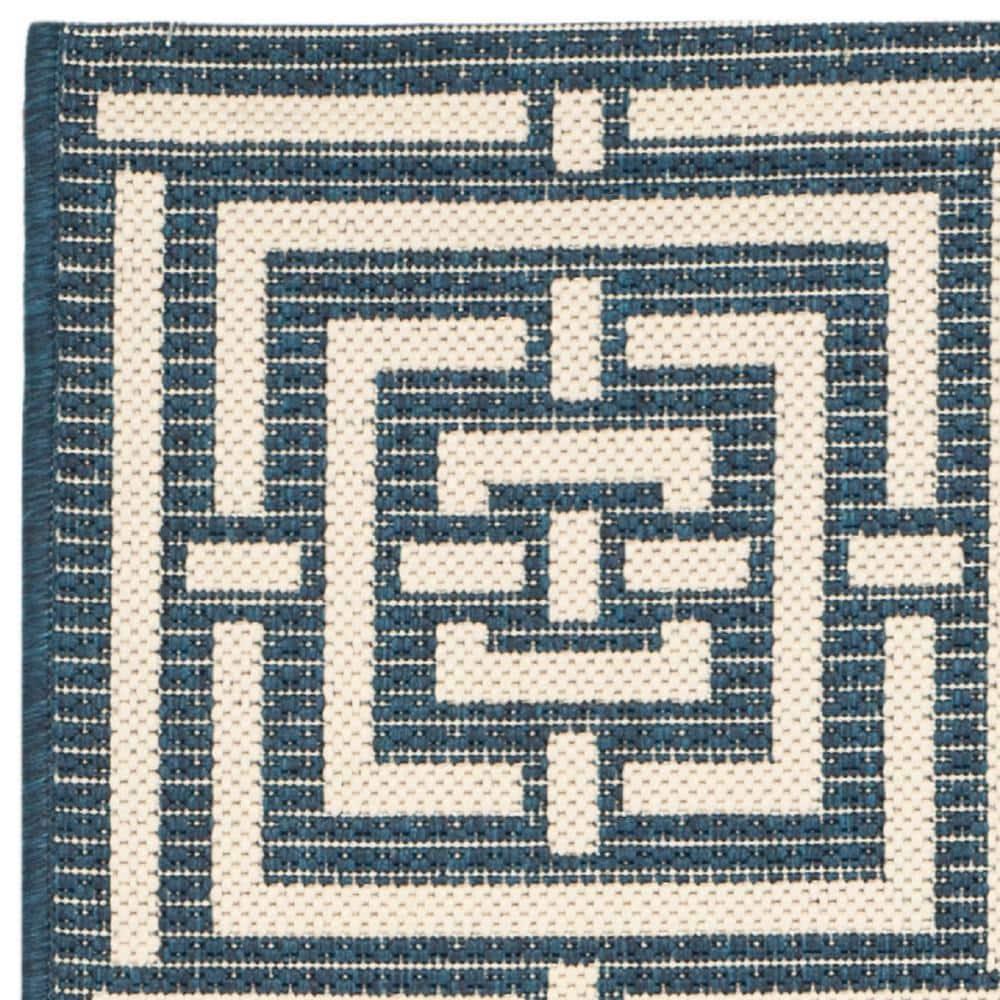 SAFAVIEH Courtyard Ariana Geometric Indoor/Outdoor Runner Rug, Navy/Beige, 2'3" x 10'