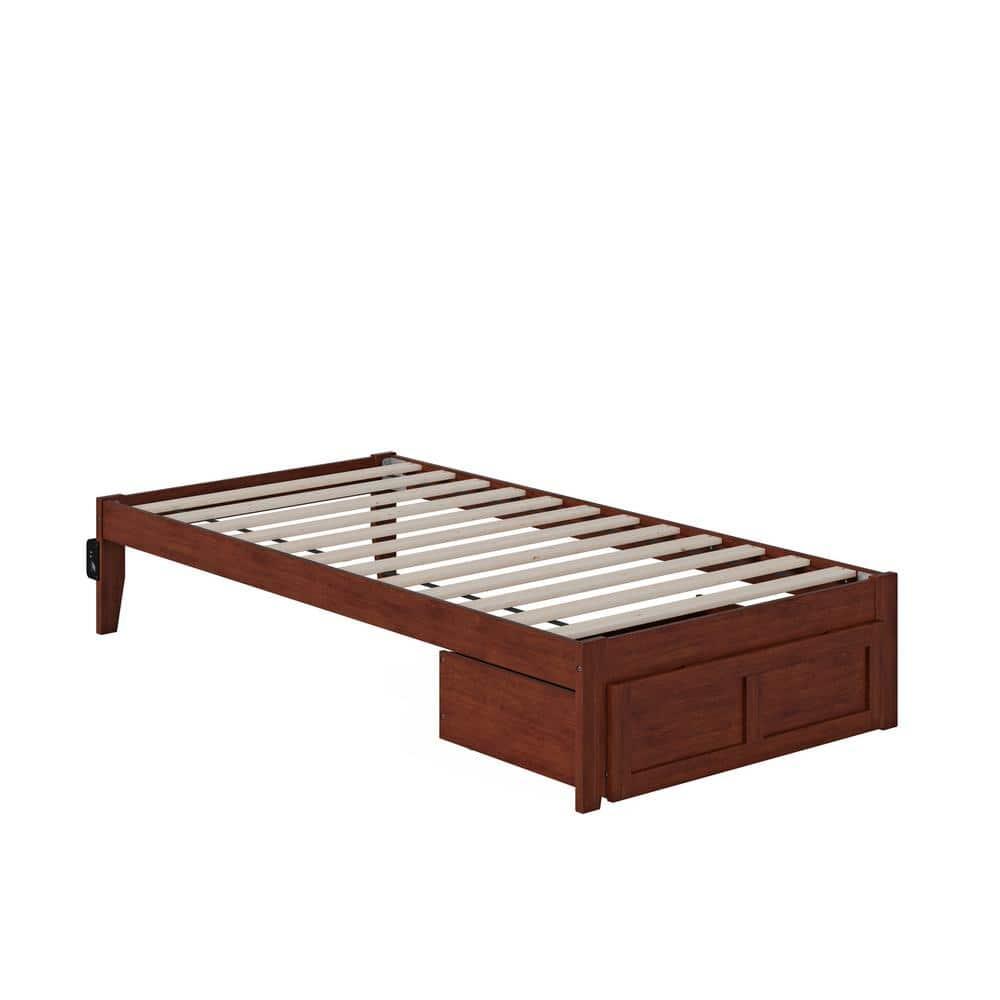 AFI Furnishings Colorado Twin Bed with Foot Drawer and USB Turbo Charger in Walnut