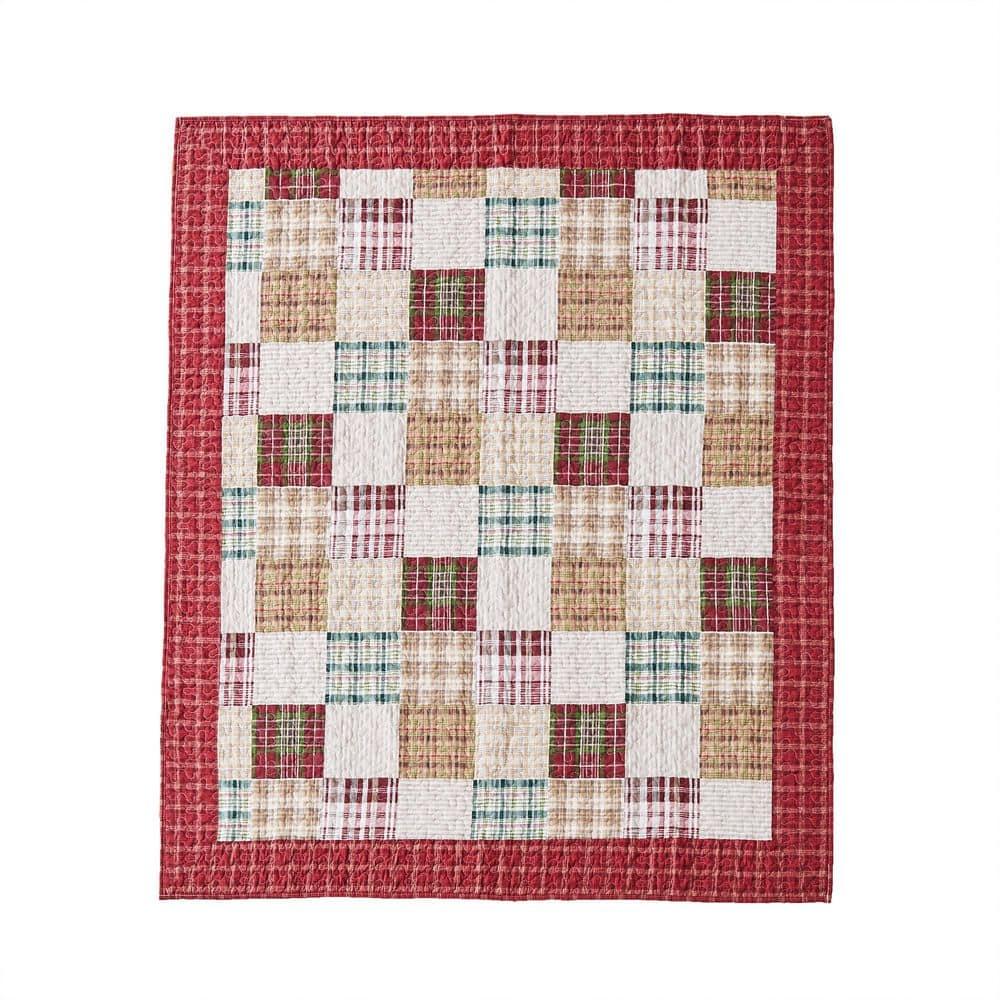 Greenland Home Fashions Oxford Plaid 100% Cotton Quilted Reversible Throw