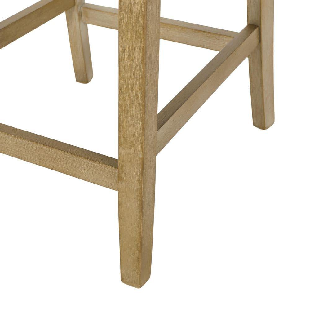 Noble House Darke Fabric Button Tufted Counter Stools, Set of 2, Beige and Weathered Brown