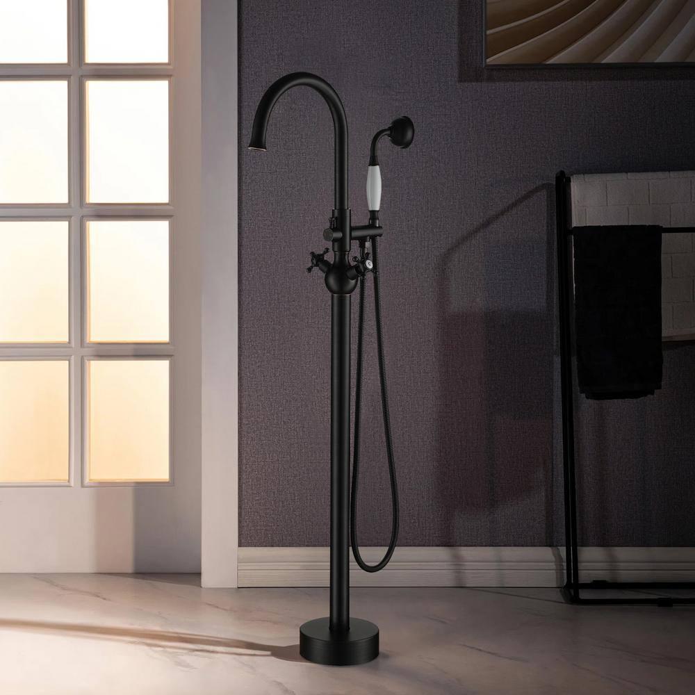 CASAINC Freestanding 2 Handles High Flow Bathtub Faucet with Hand Shower