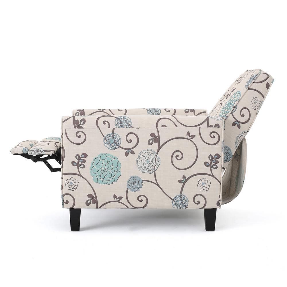 Darvis Fabric Recliner White - Christopher Knight Home: Petite Design, Tapered Legs, Piped Edges