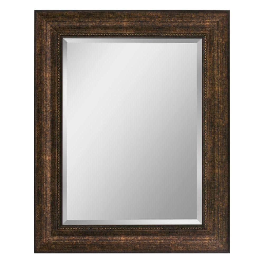 Head West Deep Bronze Beaded Rectangular Framed Beveled Accent Wall Vanity Mirror - 28.5 x 34.5