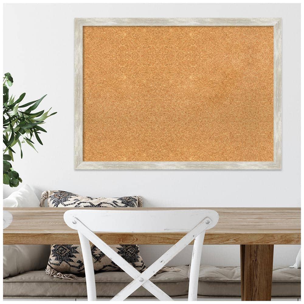 Amanti Art Natural Cork Board Framed Crackled Metallic Narrow Bulletin Board 30 in. x 22 in.