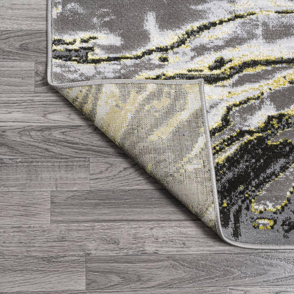 3'x5' Swirl Marbled Abstract, Black/Yellow - JONATHAN Y