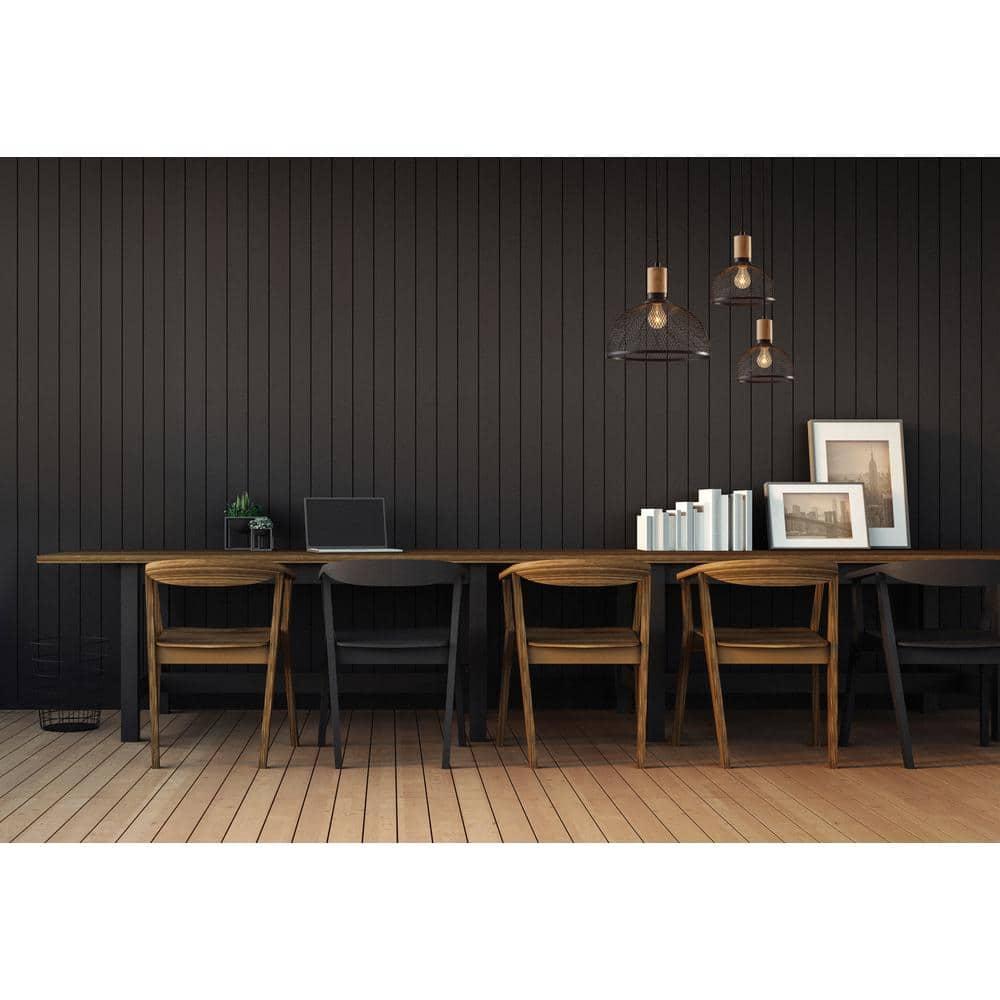 Large Dale Pendant Black - Adesso: Industrial Style, Rubber Wood Accent, ETL Listed