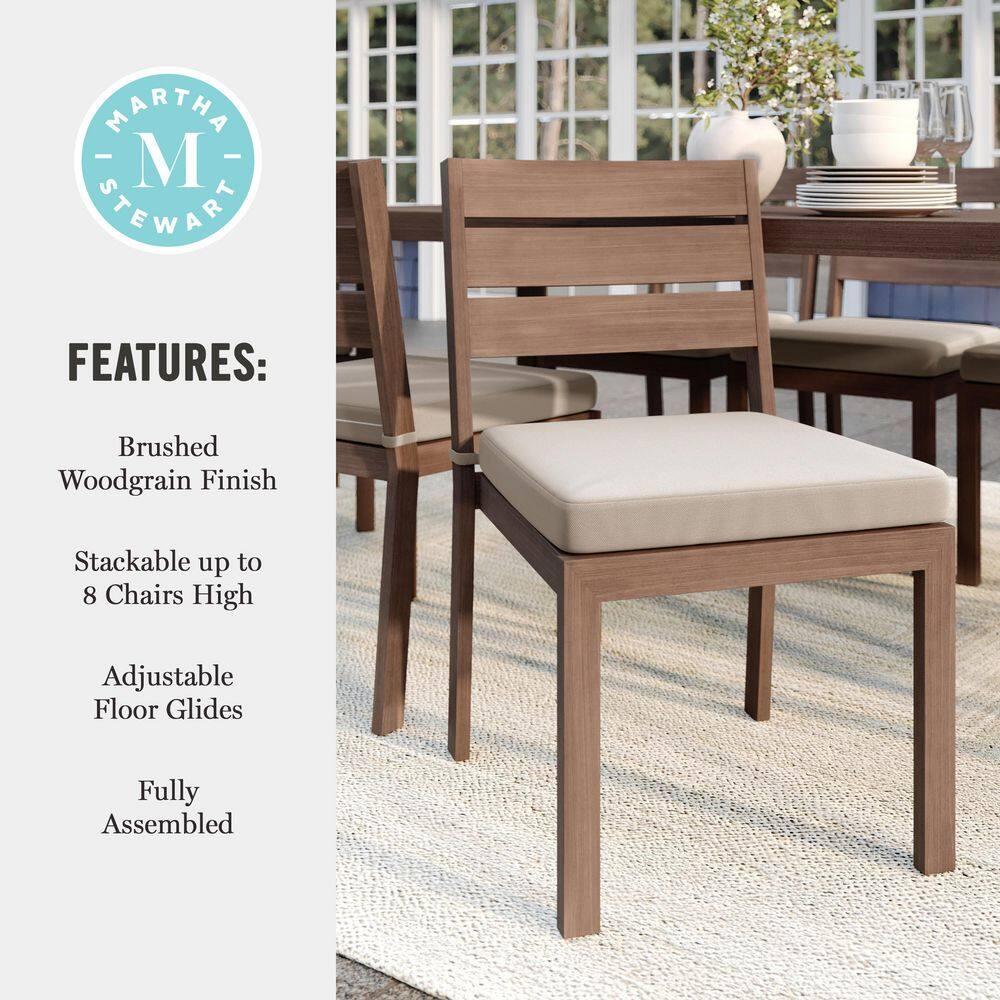 Martha Stewart Martha Stewart Bedford All-Weather Stacking Patio Side Dining Chair With Seat Cushion