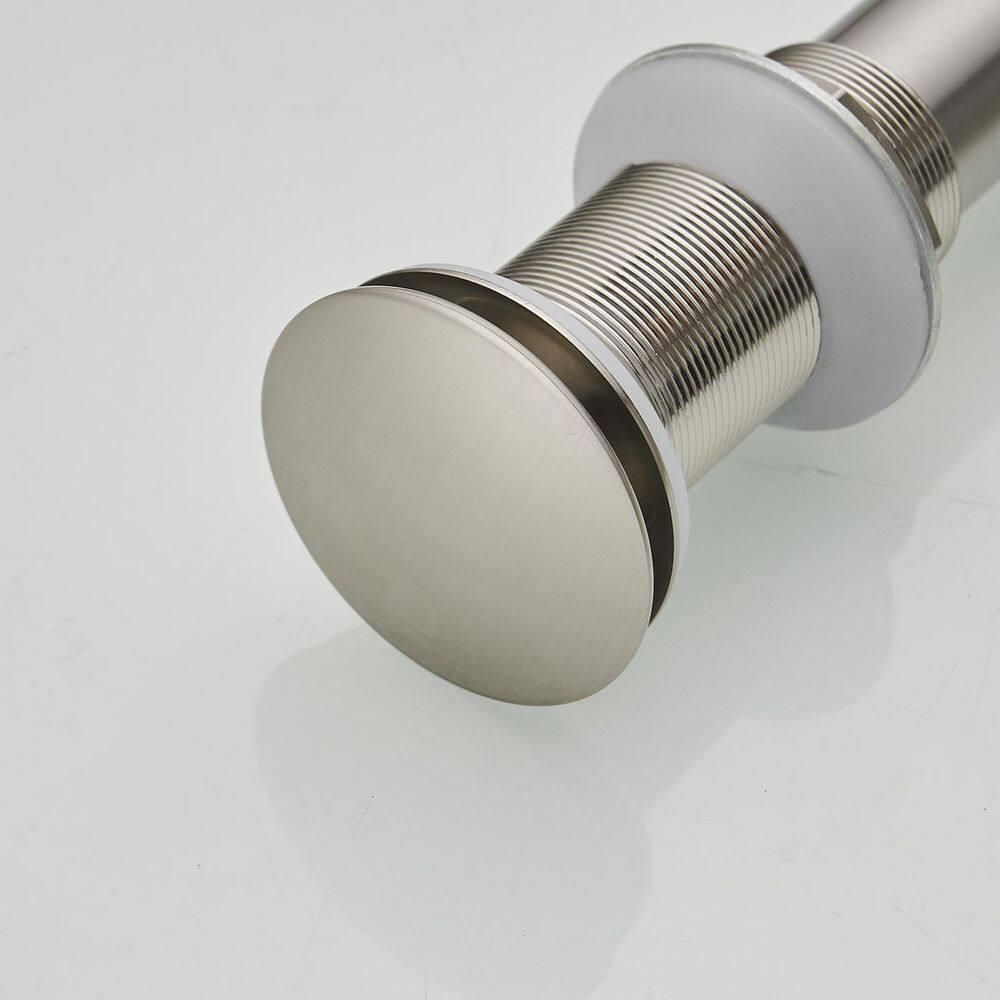 BWE Bathroom Sink Drain Bathroom Faucet Vessel Vanity Sink Drain Stopper Without Overflow Fits Bathroom Standard Sink Hole 1-1/2" to 1-3/4" Brushed Nickel