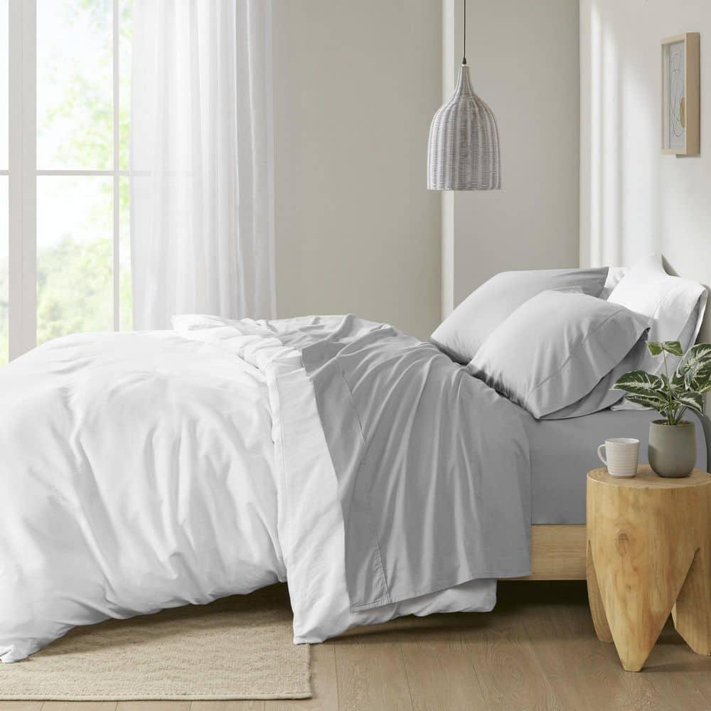 Madison Park Peached Percale 200 Thread Count Relaxed Cotton Percale Sheet Set