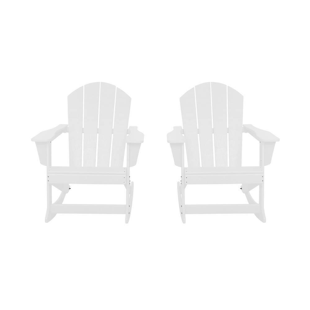 Polytrends  Laguna Hdpe All Weather Outdoor Patio Rocking Chair (Set of 2) White
