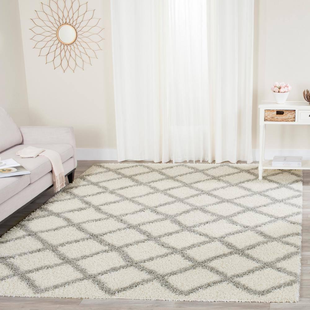 Dallas Shag SGD258 Power Loomed Indoor Area Rug - Ivory/Grey - 8'x10' - Safavieh.