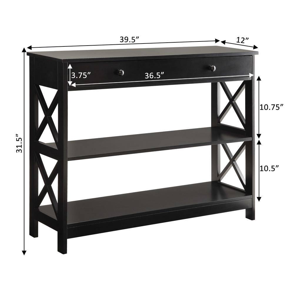 Convenience Concepts Oxford 1-Drawer Console Table, Black Wood finish