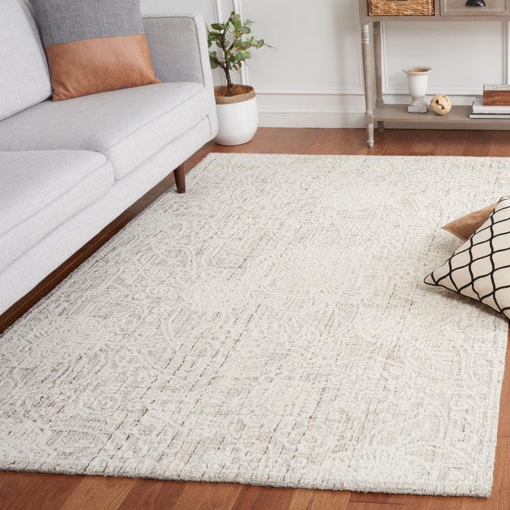Ebony EBN114 Hand Tufted Area Rug - Grey/Ivory - 6'x6' - Safavieh.