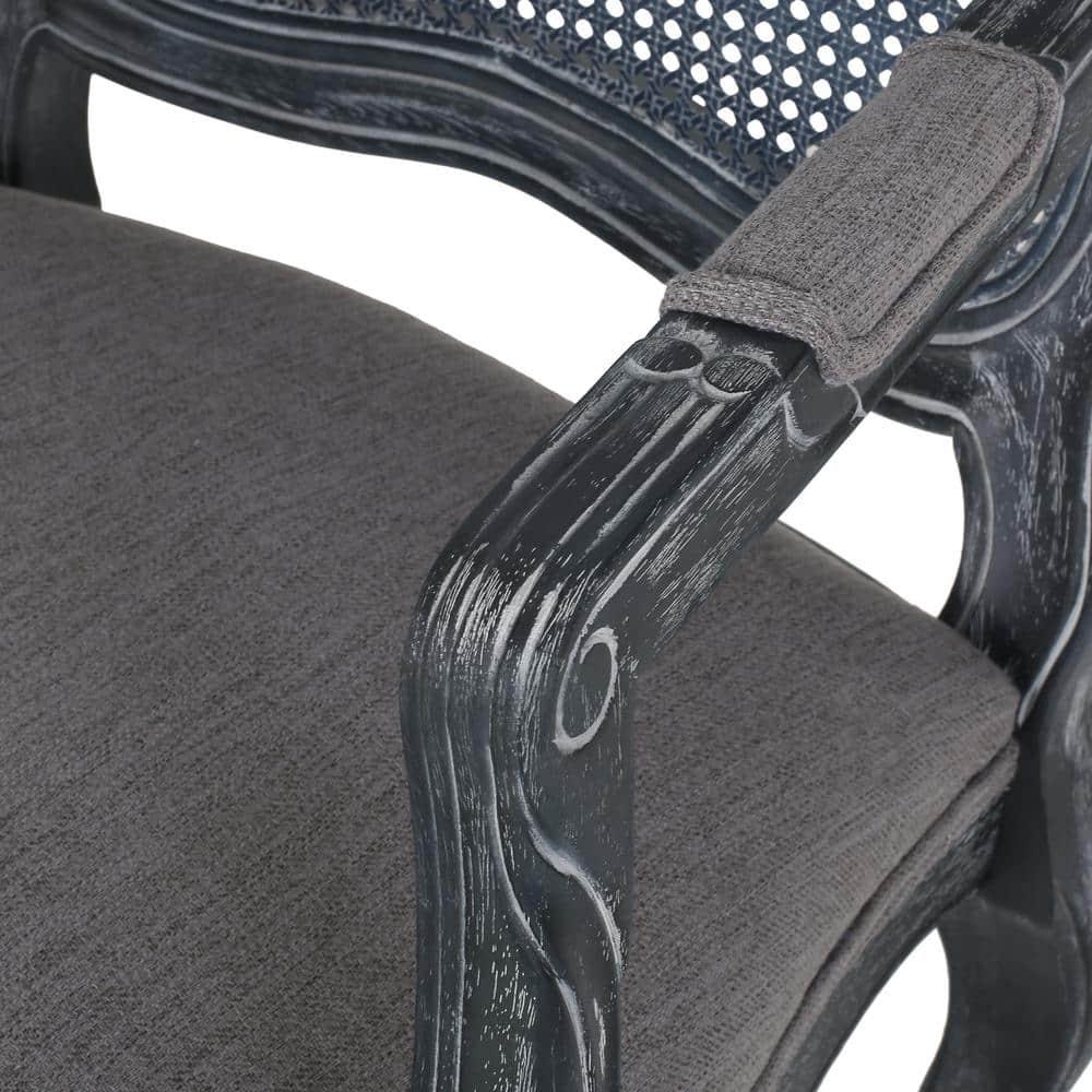 Noble House Corral French Fabric Dining Chair, Set of 2, Gray