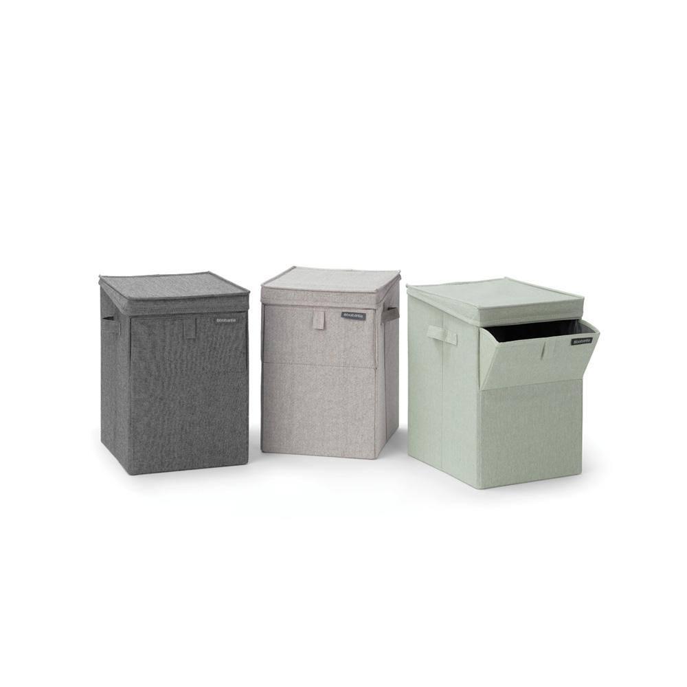 Gray Cotton Polyester Stackable Rectangular Laundry Hamper with Lid