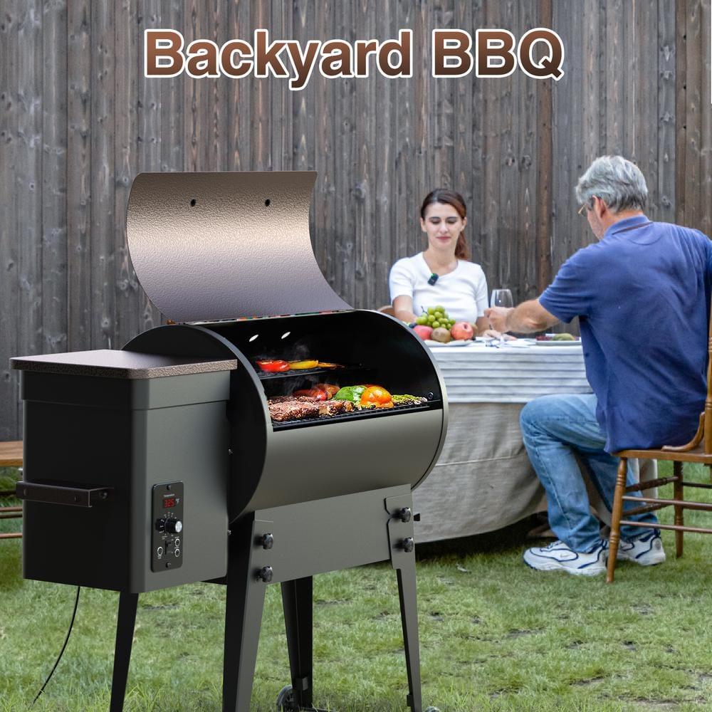 KingChii 456 SQ.IN. Wood Pellet Grill & Smoker with Automatic Temperature Control, Foldable Legs for Easy Storage and Transport, Multifunctional BBQ Grill for Outdoor Cooking
