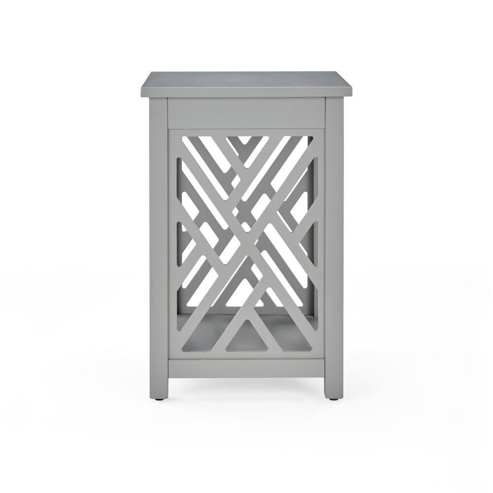 Alaterre Furniture Coventry Wood End Table with Tray Shelf and Bottom Shelf, Gray