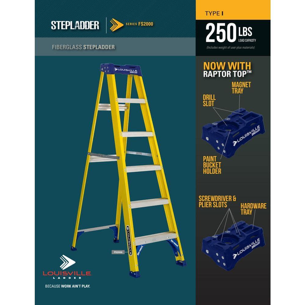 Louisville Ladder 8 ft. Fiberglass Step Ladder with 250 lbs. Load Capacity Type I Duty Rating
