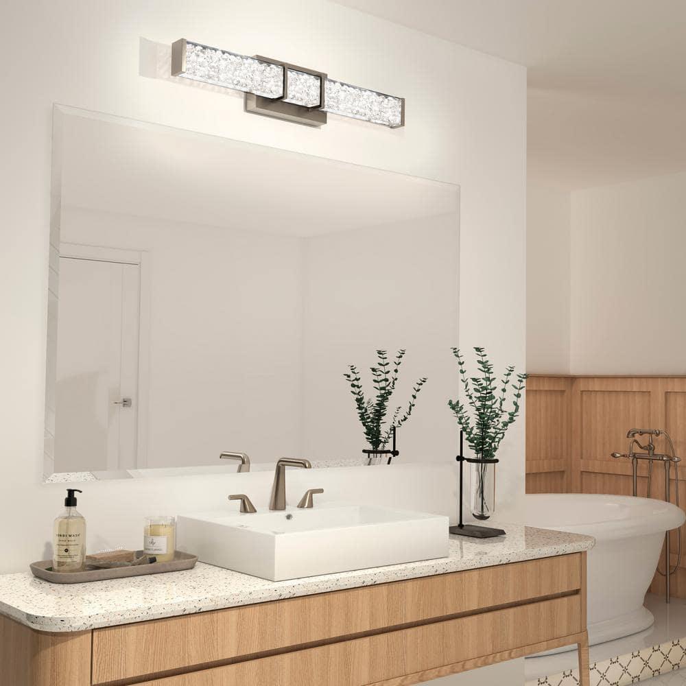 Artika Riviera 27 in. 1-Light Chrome Modern Integrated LED Vanity Light Bar for Bathroom with Crystals
