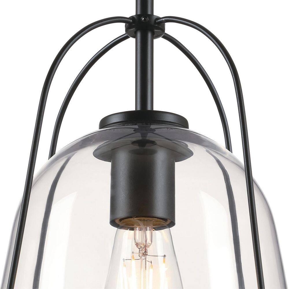 Westinghouse Lighting 6130100 Kewadin One Light Indoor Pendant, Matte Black & Clear Glass