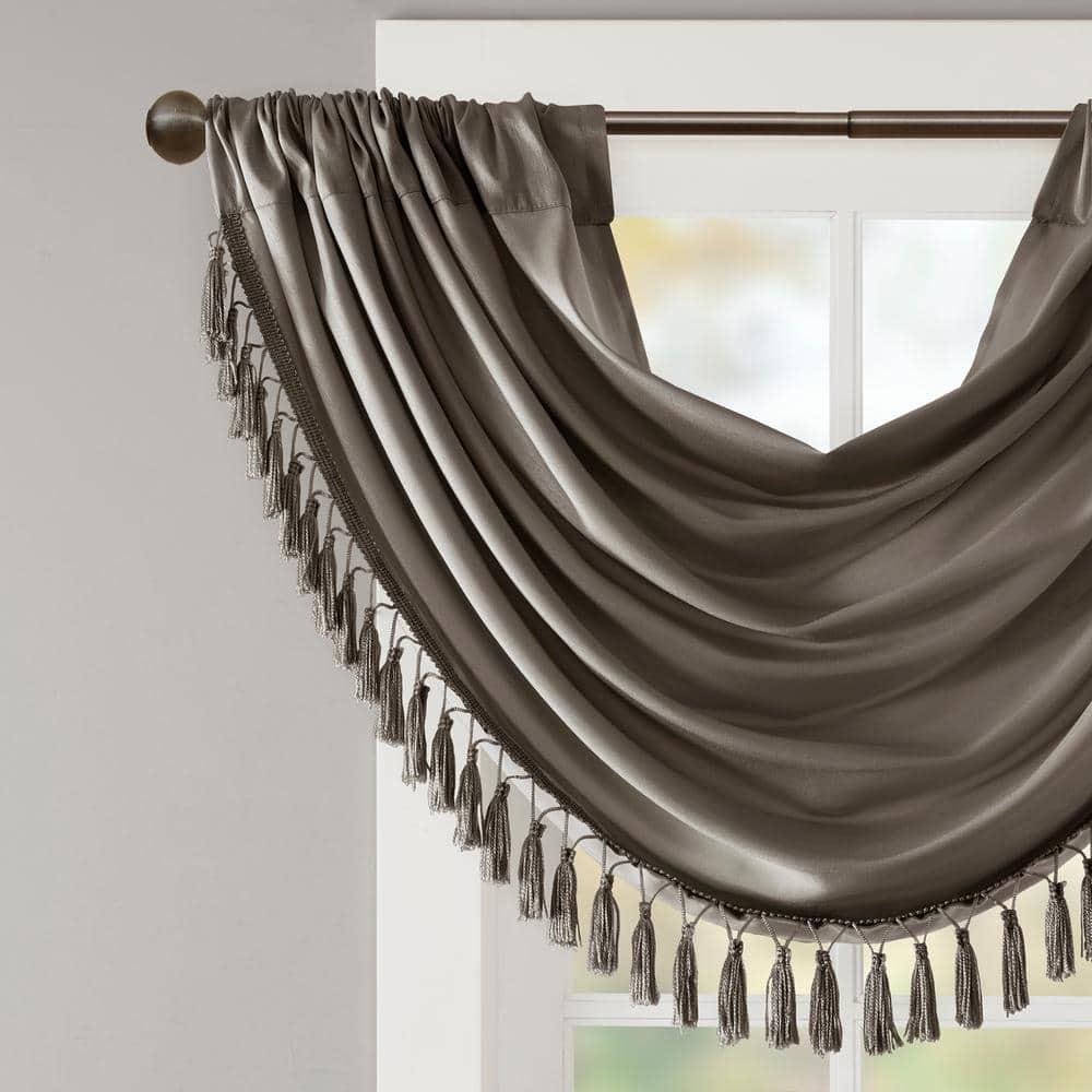 Madison Park Elena Faux Silk Waterfall Embellished 38'' W Single Window Valance