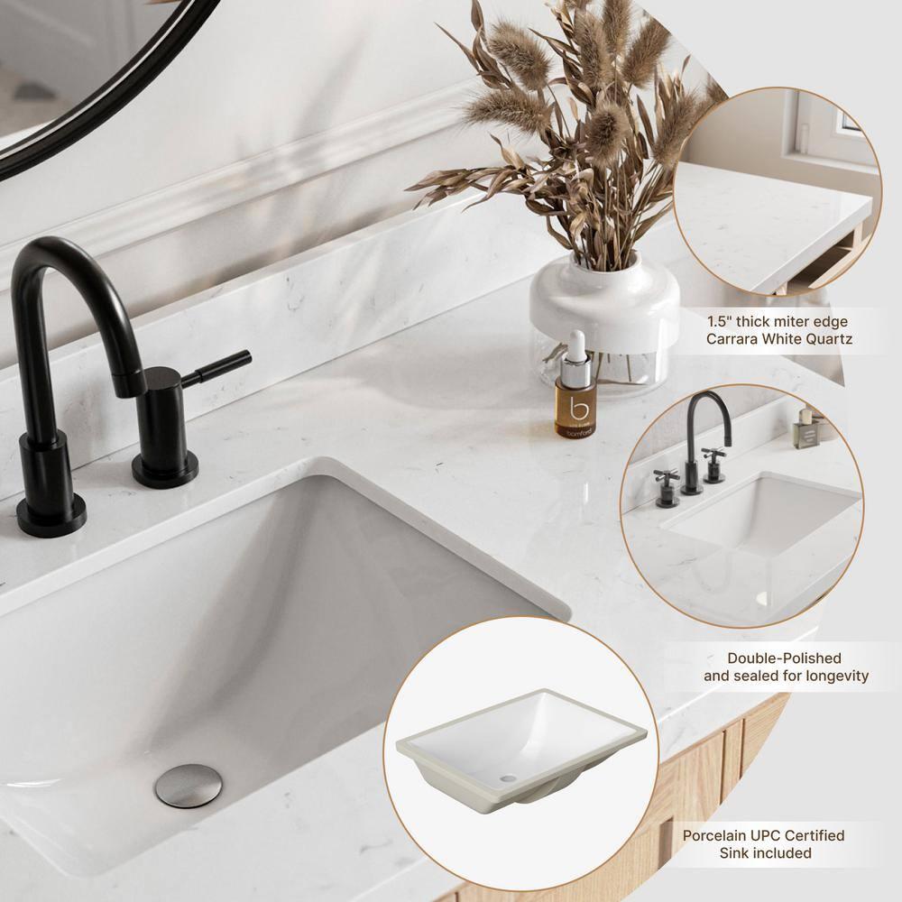 ARIEL Cambridge 48.25 Single Sink Bathroom Vanity with Carrara White Quartz Top