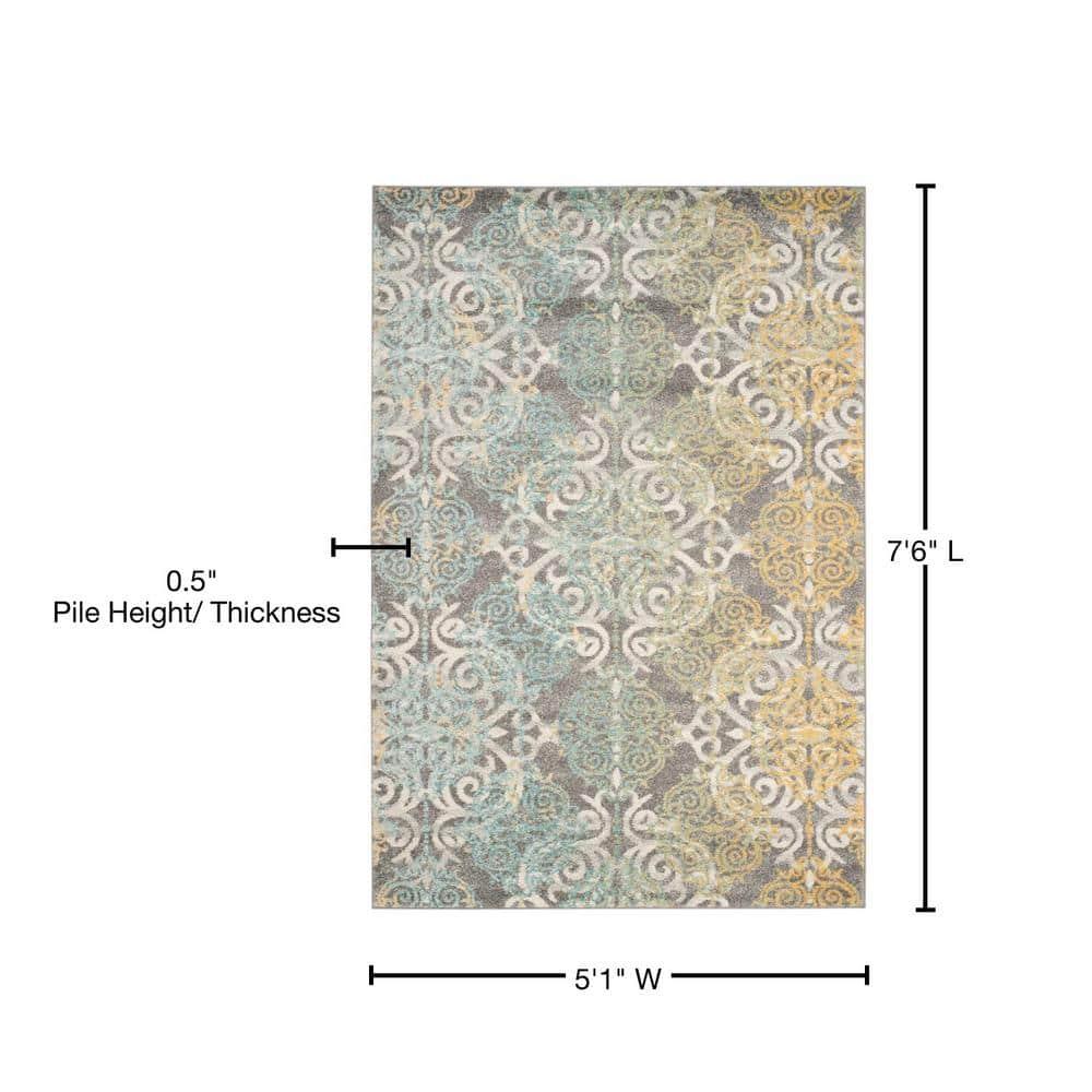 Evoke EVK230 Power Loomed Indoor Area Rug - Grey/Ivory - 5'3"x7'6" - Safavieh