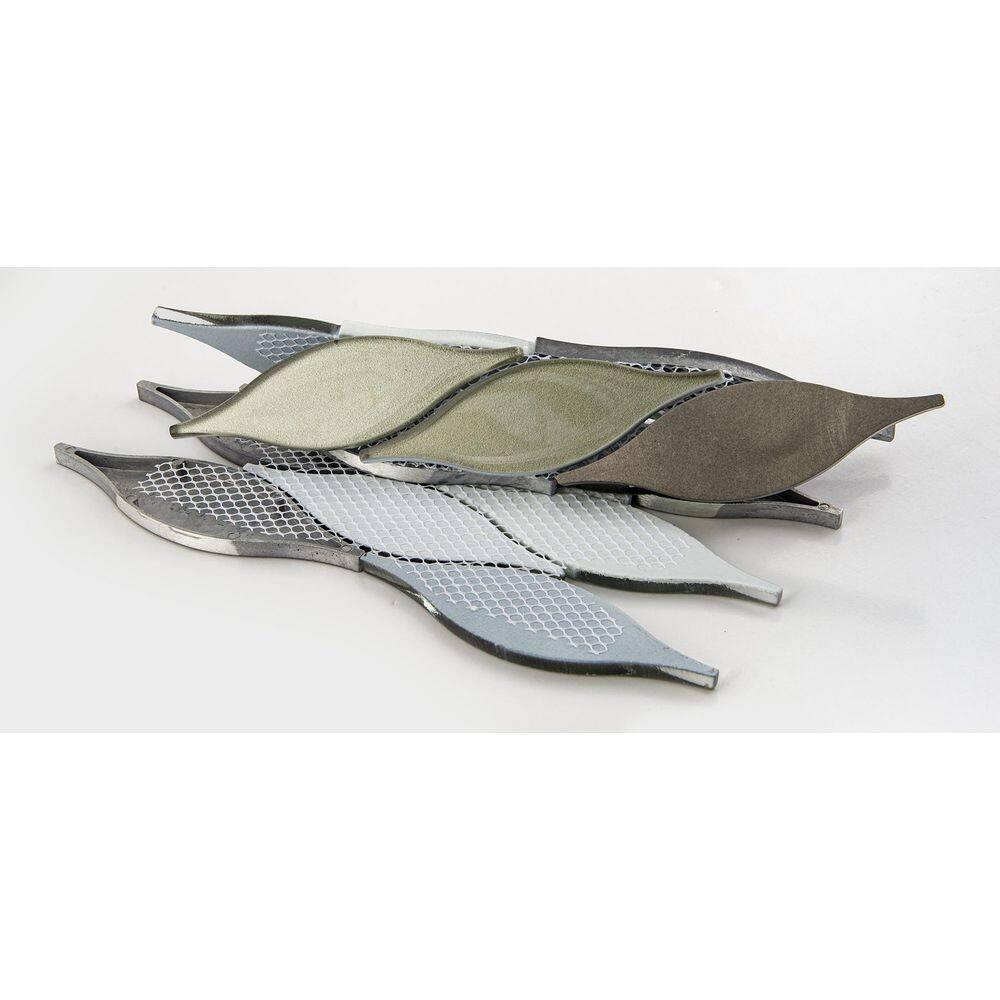 SAMPLE-Zeille Tripper Arabesque Metal and Glass Mosaic Wall and Floor Tile