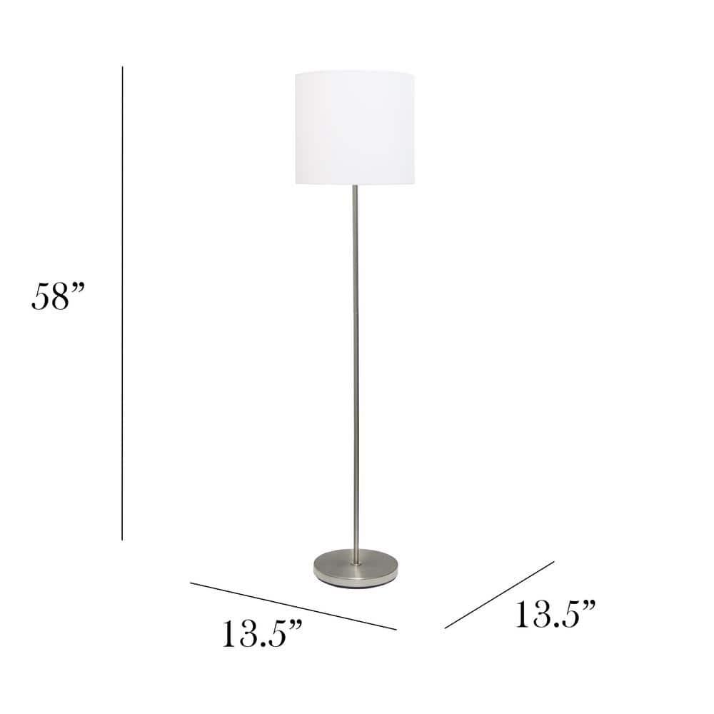 Drum Shade Floor Lamp White - Simple Designs: Brushed Nickel, Modern Style, ETL Listed