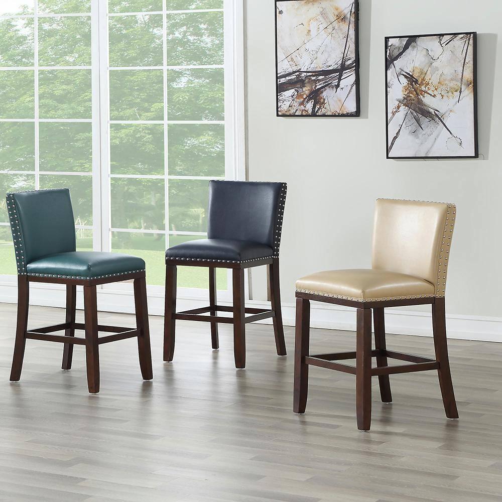 Steve Silver Tiffany Faux Leather 30" Bar Stool - Peacock-Espresso