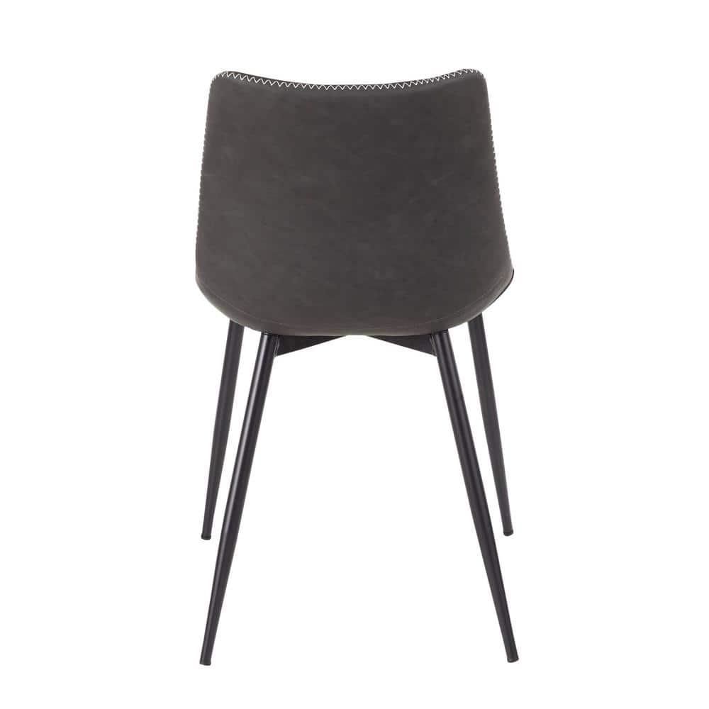 LumiSource Set of 2 Durango Industrial Dining Chair Black/Vintage Gray: Metal Frame, Polyurethane Upholstery, Floor Protectors