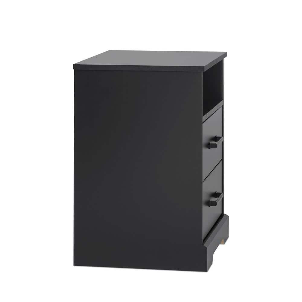 Prepac Rustic Ridge Farmhouse Nightstand with 2 Drawers and Open Shelf Black
