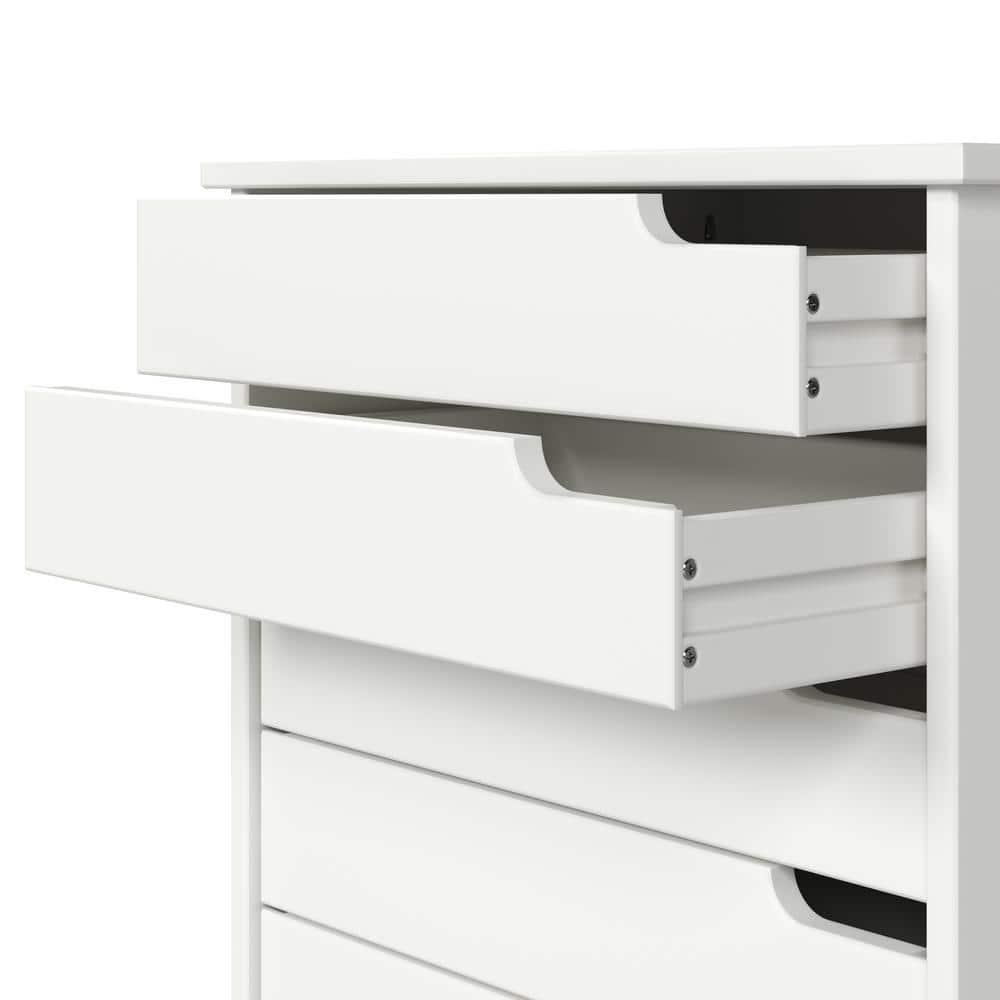Adeptus Original Euro Roll Cart, Solid Wood, 4+1 Drawer Extra Wide Drawers Roll Carts, White