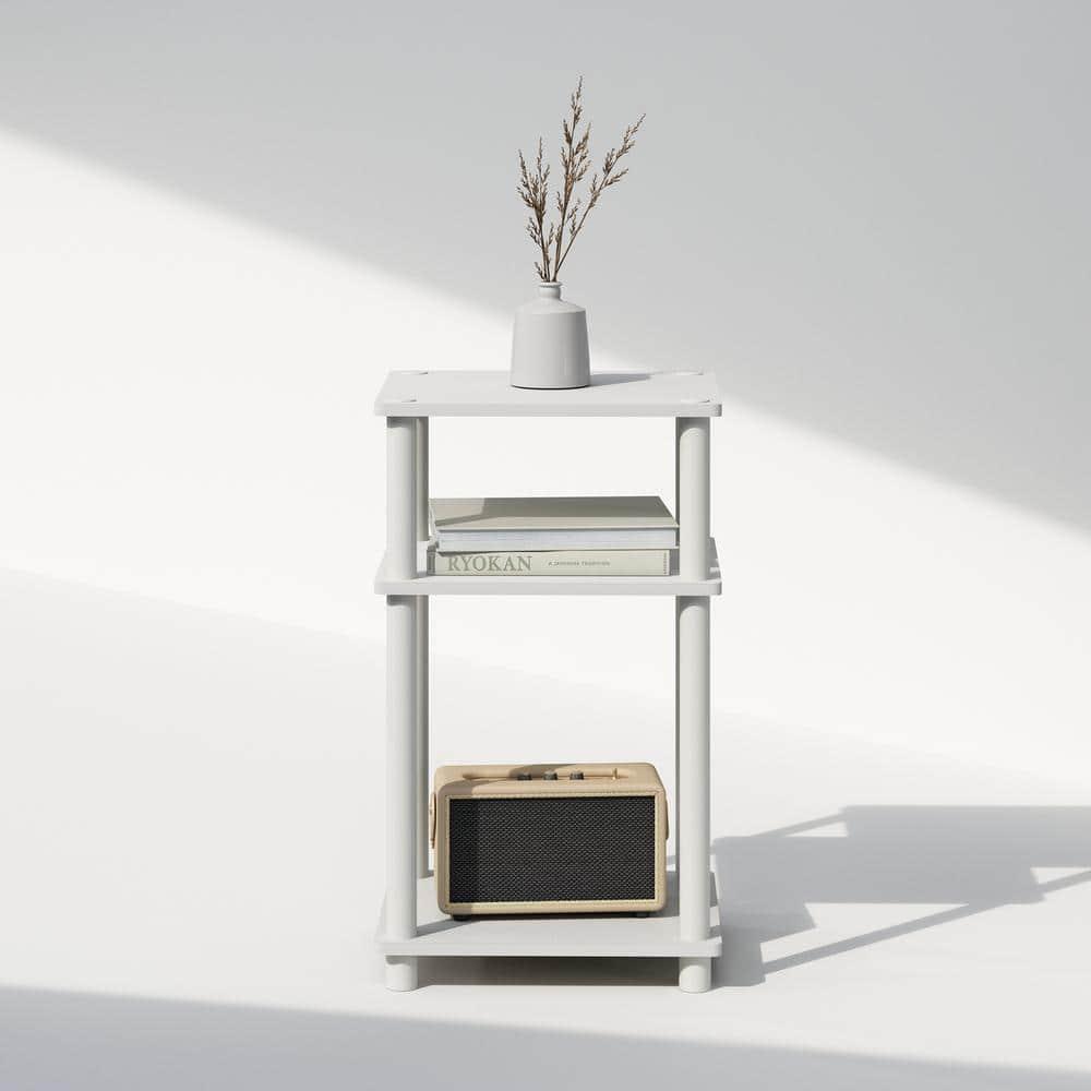 Furinno Just 3-Tier Turn-N-Tube End Table, 1-Pack, White