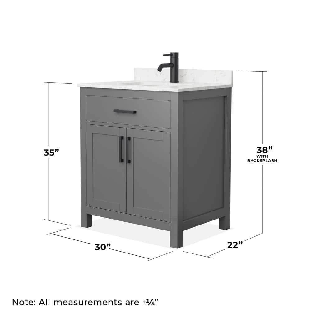 Wyndham Collection Beckett 30" Freestanding Single Bathroom Vanity with Cultured Marble Top