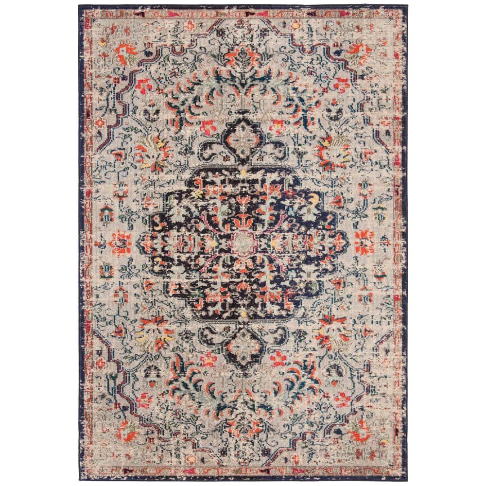 Madison MAD447 Power Loomed Indoor Area Rug - Beige/Black - 4'x6' - Safavieh