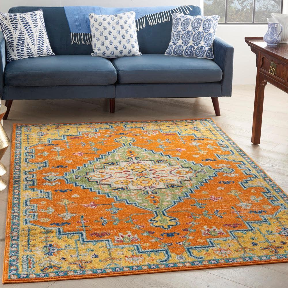 Nourison Allur Bohemian Medallion Indoor Rug Orange Multicolor 5'3" x 7'3"
