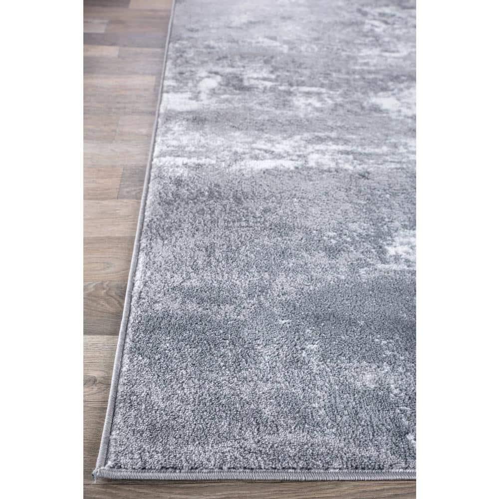 World Rug Gallery Distressed Abstract Watercolor Gray 5' x 7' Area Rug