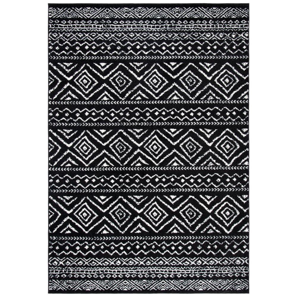 Tulum TUL267 Power Loomed Indoor Area Rug - Black/Ivory - 8'x10' - Safavieh