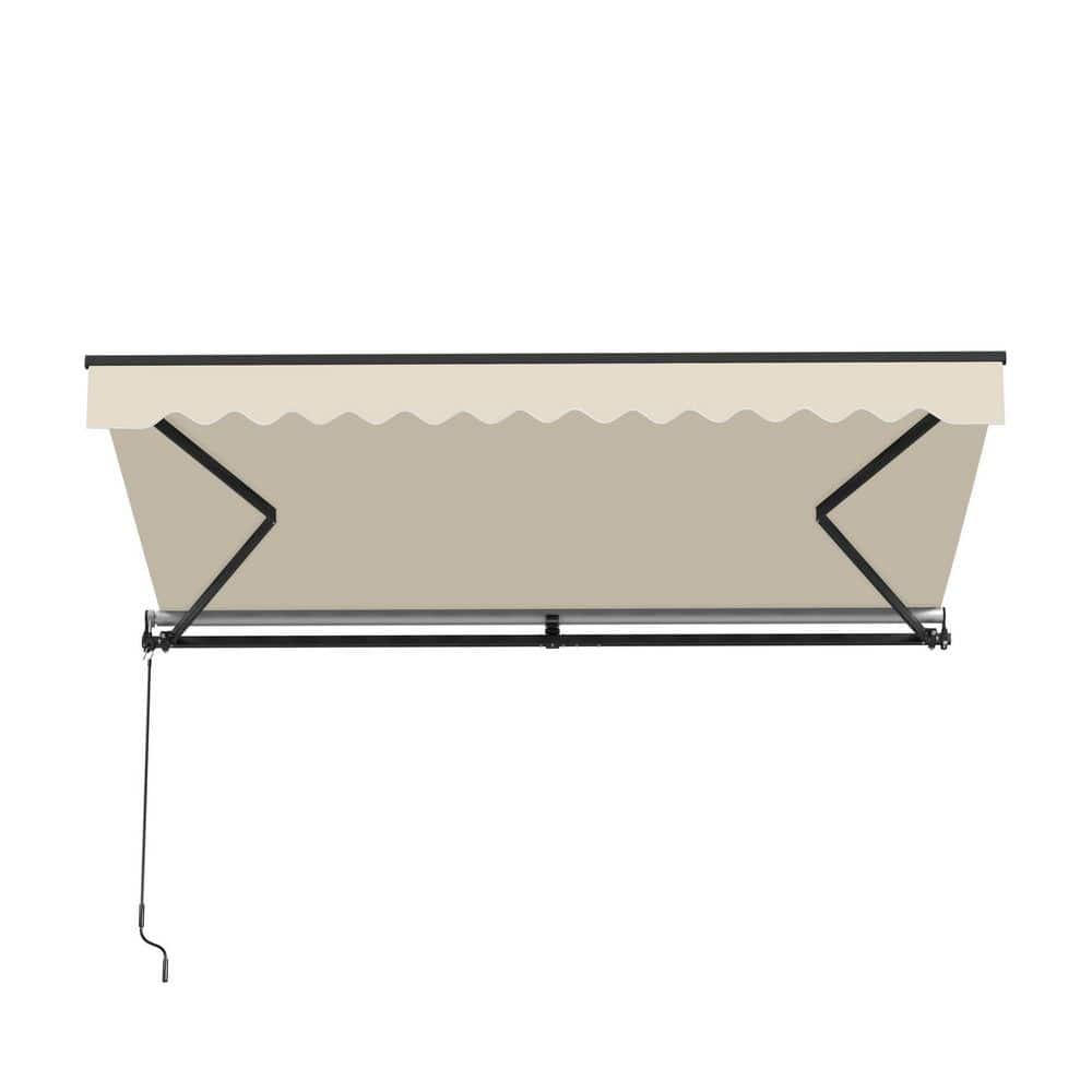ALEKO Retractable Home Patio Awning | Deck Canopy |UV Protection Sunshade | Manual Black Frame | Upgraded 2024