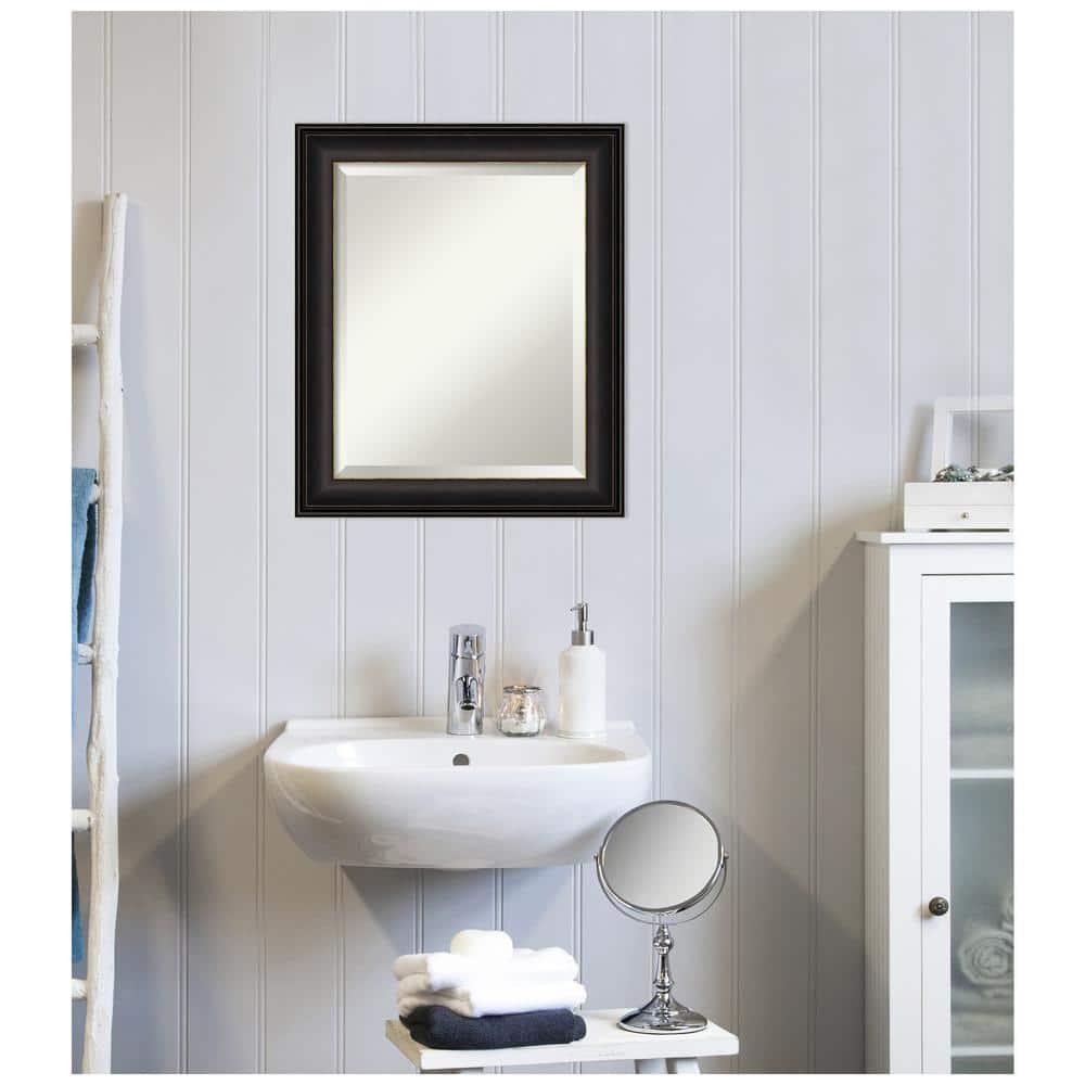Amanti Art 20" x 24" Trio Oil Rubbed Framed Bathroom Vanity Wall Mirror Bronze: Modern Rectangle Beveled, Wall Mount, Polystyrene Frame