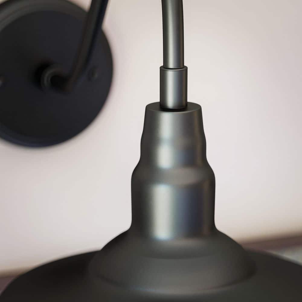 Barnes 10 in. Black Outdoor Hardwired Lantern Sconce