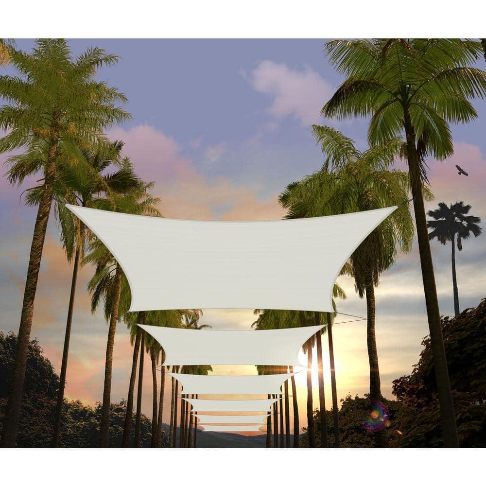 Amgo 14' x 14' White Rectangle Sun Shade Sail Canopy Awning UPF50+ AGTAPR0810, 95% UV Blockage, Water & Air Permeable, Commercial and Residential, 3 Years Warranty (We Make Custom Size)