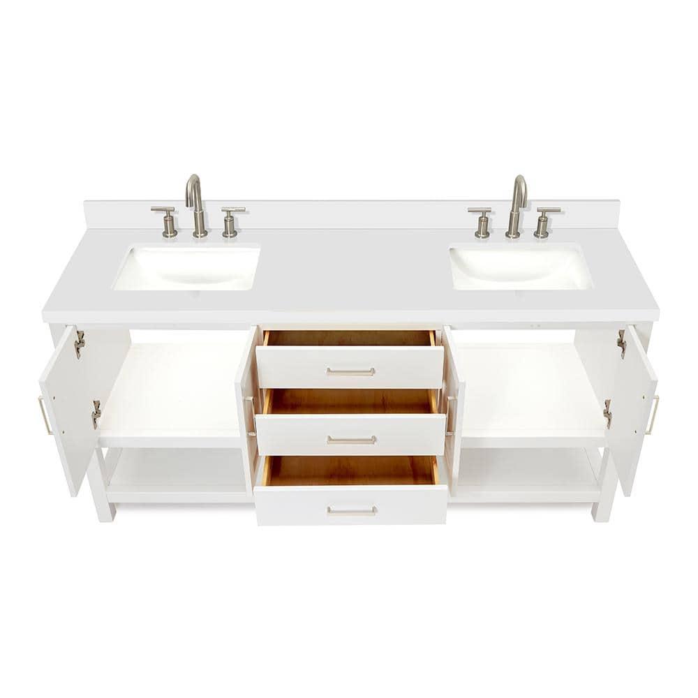 Ariel S073dwqrvo Magnolia 72" Free Standing Double Basin Vanity Set - White / Pure White